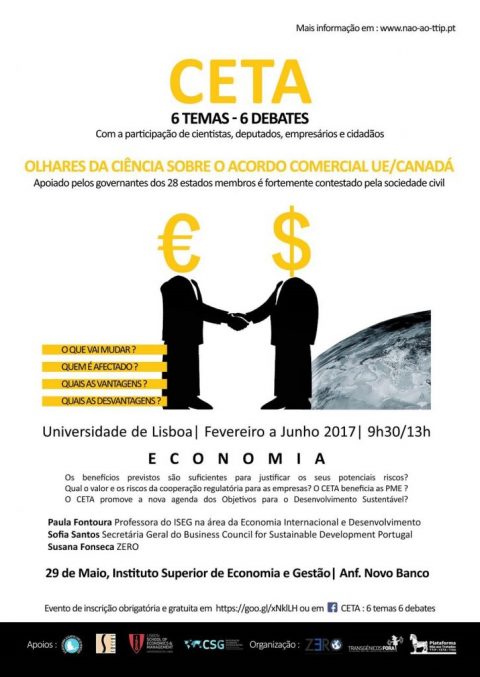 29 MAI 2017 | Convite – Debate sobre impactos do CETA na Economia: “Olhares da Ciência sobre o Acordo Comercial UE/Canadá – Inscrições abertas
