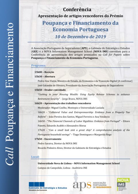 Conferência de apresentação dos papers vencedores da call “Poupança e Financiamento da Economia Portuguesa”