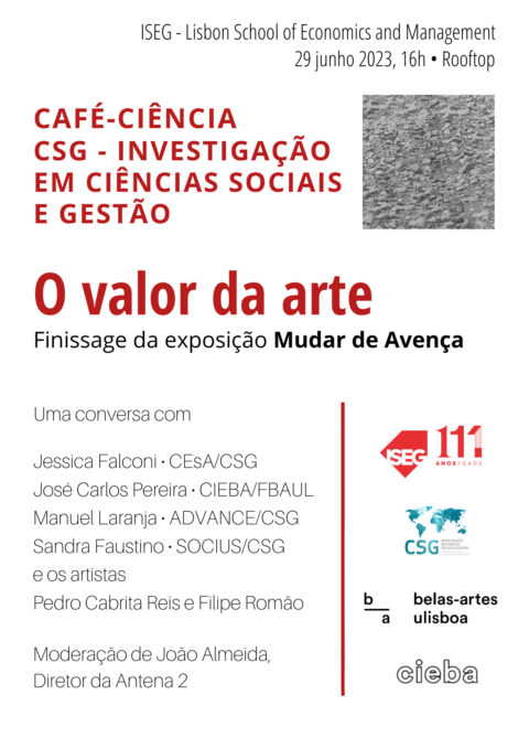 Café-Ciência CSG • O valor da arte • 29 junho 2023, 16h • Rooftop ISEG